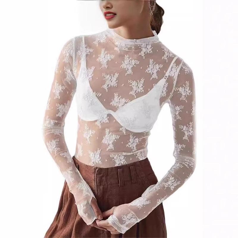 Women's Sexy Hottie Thumbhole Lace Bottom Shirt