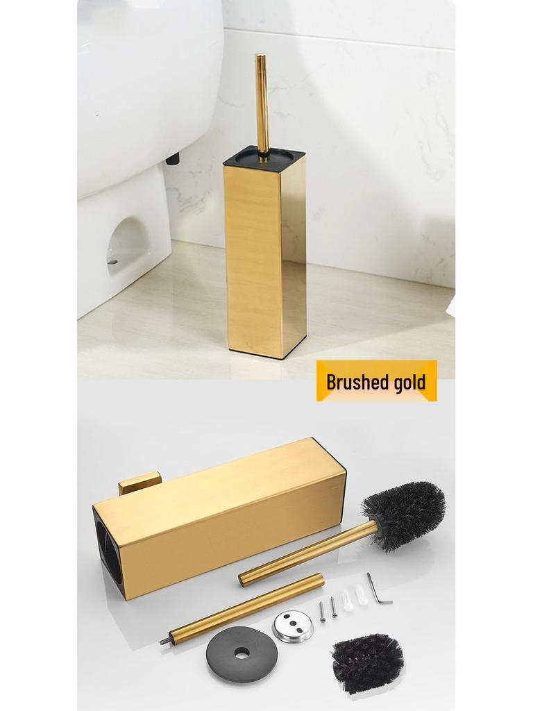 304 Stainless Steel Floor-Standing Toilet Brush with Punch-Free Wall Mount & Deodorizing Long Handle