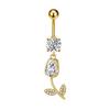Crystal Belly Button Rings Stainless Steel Zircon Heart Crown Flower Navel Piercing Sexy Ombligo Body Piercing Jewelry