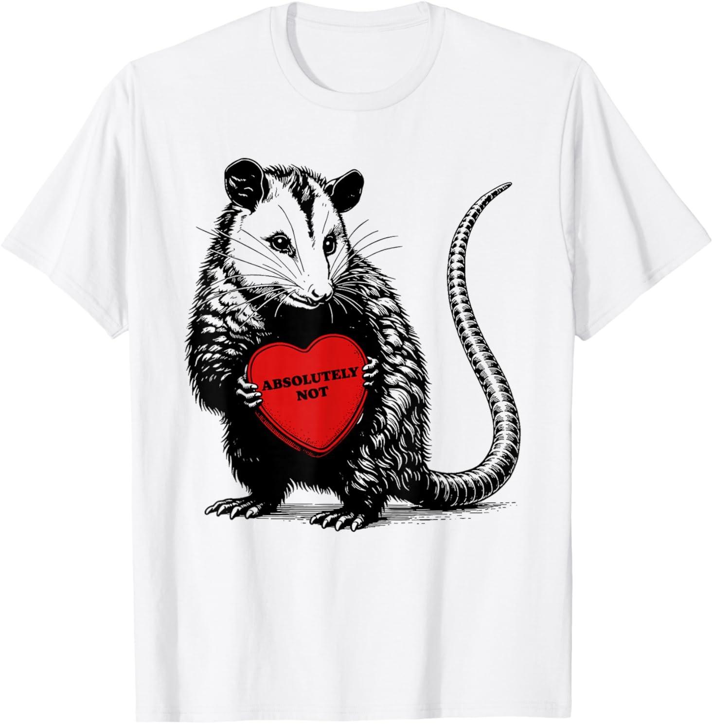 Funny Opossum Absolutely Not Valentine Graphic T-Shirt XXXL