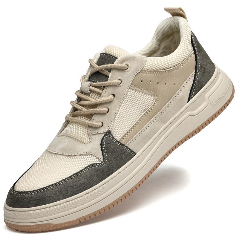 Men's Shoes British Style Soft Sole Breathable Trend Fashion Mesh Shoes Casual Sports Shoes Thick Baseplate Shoes Men
