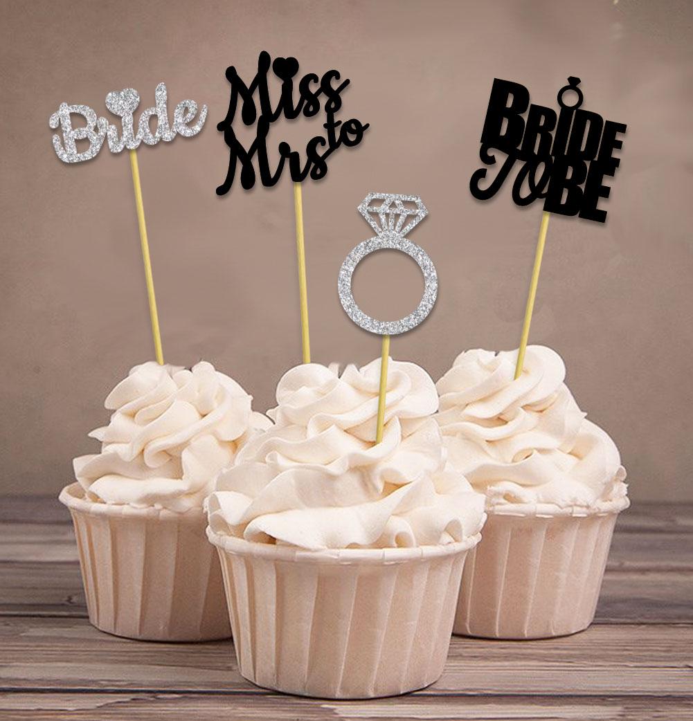 

Darling Souvenir| Bride to Be Cupcake Toppers| Bridal Shower Glitter Cupcake Toppers| Miss To Mrs Party Cake Dessert Decorations - Pack Of Pack Of 20 срібний/чорний