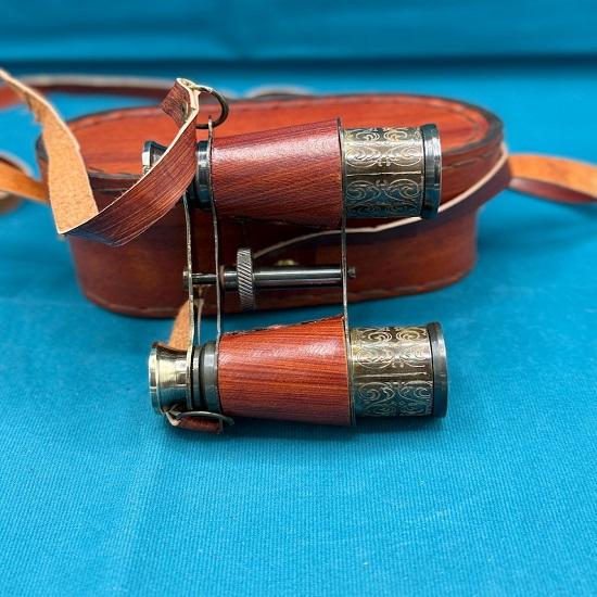

Maritime Brass Binocular Nautical Spyglass Scope with Genuine Leather Box Hanging Nautical Monocular