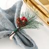 6 Stück mit roten Beeren Serviettenhalter Künstliche Serviettenschnalle Hotel