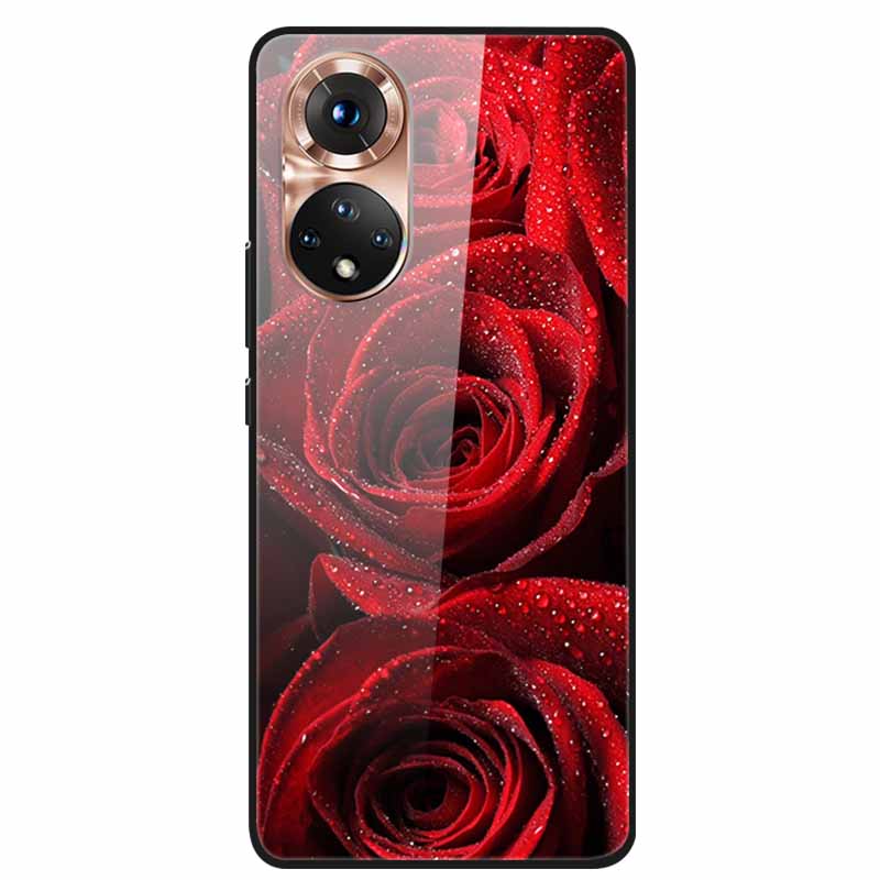 For Honor 50 Case Cartoon Tempered Glass Back Cover Hard Case For Huawei Honor 50 Pro Phone Cases NTH-AN00 NTH-NX9 Fundas Coque