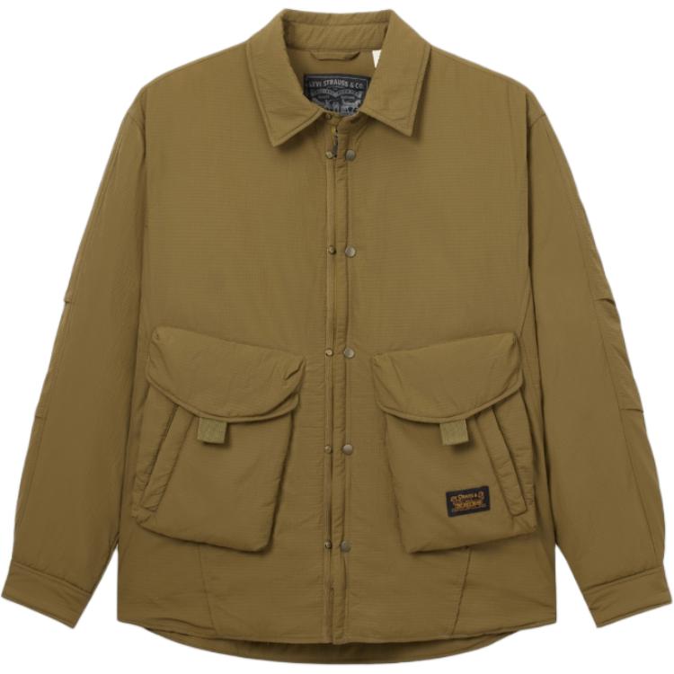 Levis Loose Comfortable Solid Color Zip Collar Long Sleeve Down Jacket Men outerwear Brown 002NA-0000