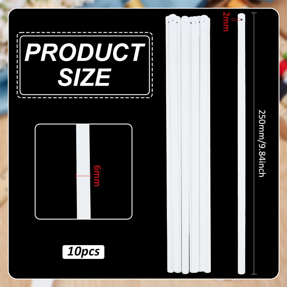 BENECREAT 10pcs White Metal Boning, 9.84 X 0.24 Inch Corset Strips White Webbing Boning for Bridal Dress Bustle Handmade Craft Wedding Dresses DIY