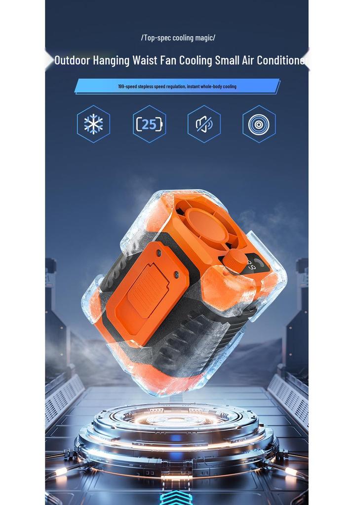 Portable Waist Fan for Outdoor, Construction, and Camping - Long Battery, Strong Wind