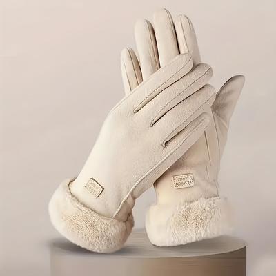1 PAAR Damen Winter Touch Handschuhe mit Plüschfutter, Dicke Thermohandschuhe, Strapazierfähiges Polyester