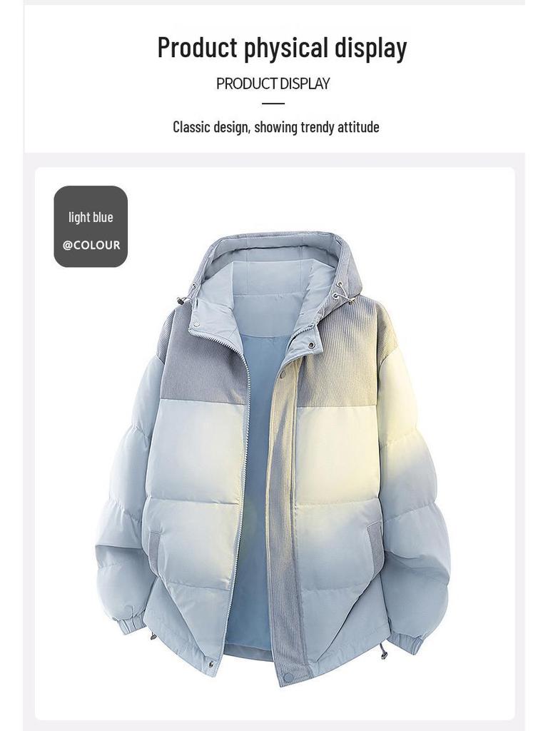 Men's 2025 Winter Corduroy Patchwork Down Jacket - Loose, Casual, Thickened, Warm, Couple Style Coat