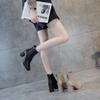 2025 Autumn and Winter New Soft Leather Short Boots British Style Square Head Thick Heel Elastic Thin Boots Female Internet Celebrity High Heel Women'