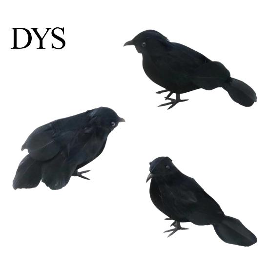 Realistic Feathered Crows Black Crow Halloween Decor, Lifelike Raven Figurine Prop Simulation Ravens for Haunted House, Artificial Bird Ornament Party