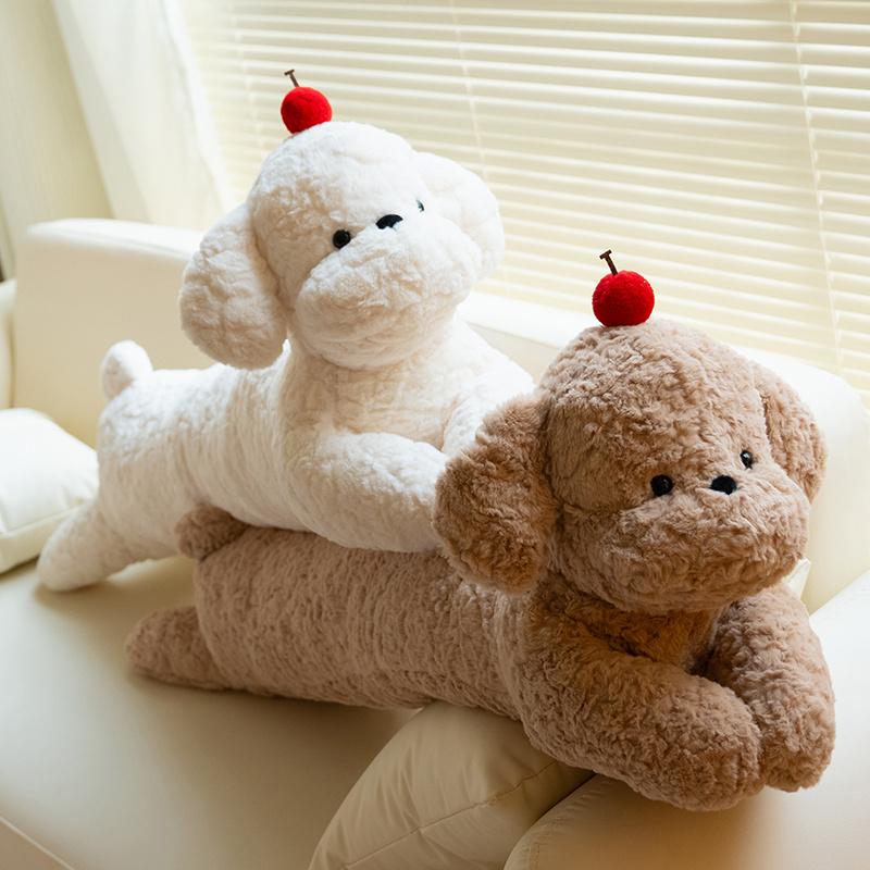 100cm Cartoon High Quality Giant Long Dog Plush Doll Pillow Curly Brown White Black Cherry Dog Plush Toy Home Decor Girls Gift