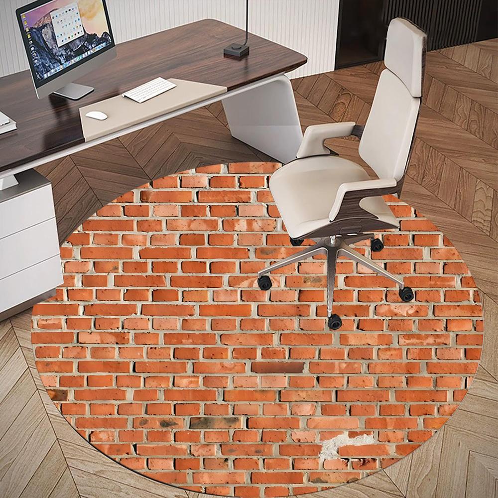 1pc brick wall Round Chair mat Area Rug - Non-Slip, Floor Mat for Office, Bedroom, and Indoor Decor c1125280