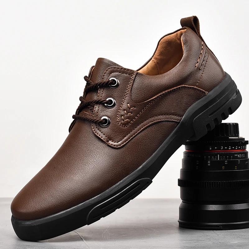 

Модные мужские туфли на шнуровке, ретро-туфли-оксфорды, мужские повседневные туфли дерби с круглым носком, повседневные туфли на платформе с толстой подошвой из кожи для мужчин 10 коричневый