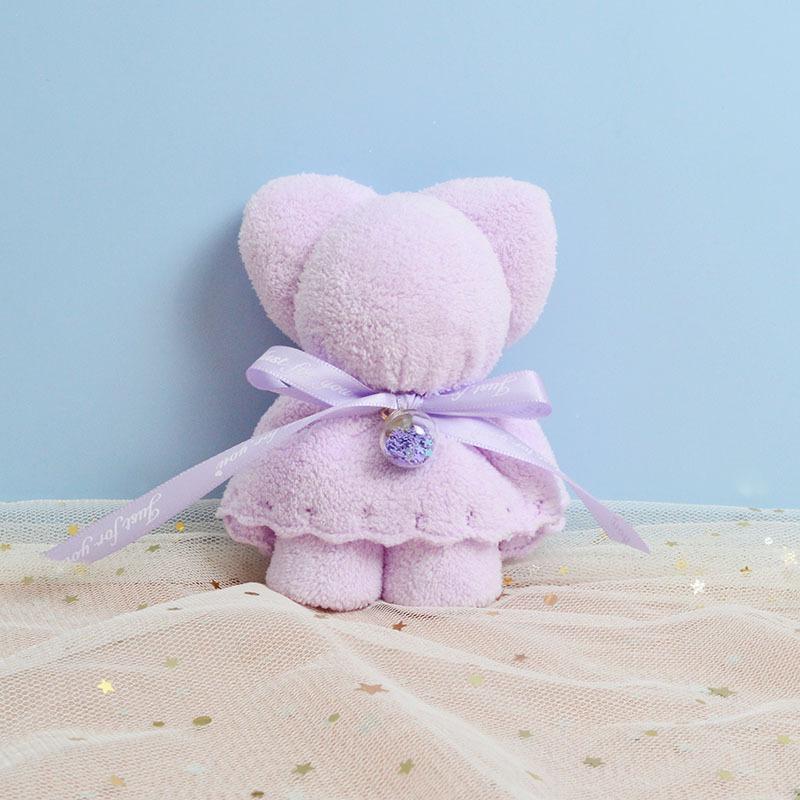 Starry Little Bear Towel Square - Wedding & Newborn Celebration Gift Light Purple
