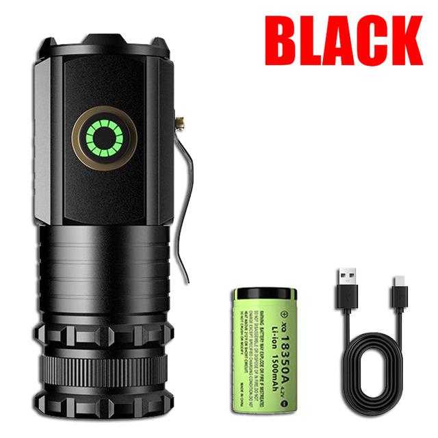 2500LM Powerful LED Flashlight Mini EDC Camping Fishing Torch Rechargeable Keychain Light with Strong Magnet Waterproof Lantern