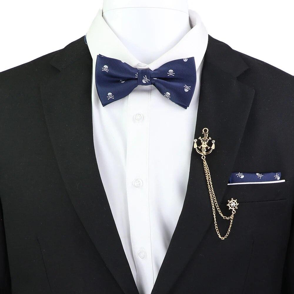 Набір краваток-метеликів, візерунок із зображенням черепа-дракона, чоловіки, платок із метеликами, брошка з китицями, весілля, вечірка на Хелловін,