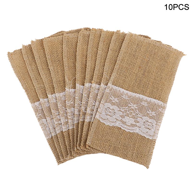 

10/20/30pcs Rustic Burlap Cutlery Holders Knifes Forks Bags Bag for Wedding, Birthday Party,Christmas Home Table Decoration