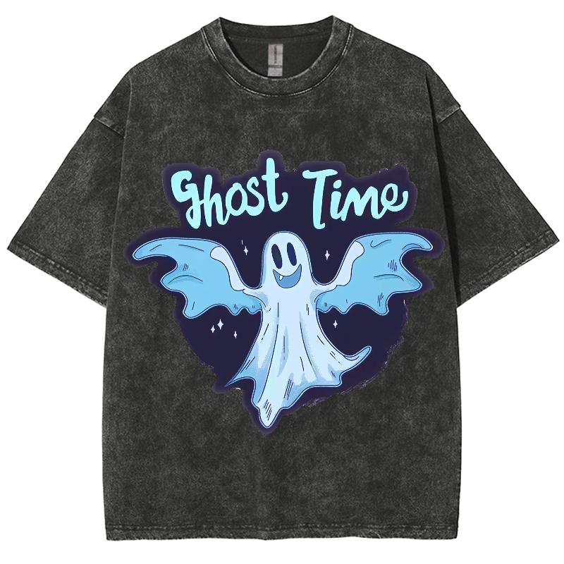 Funny Cute Style Ghost Ghost Print Women's T-Shirt Unisex Oversized Loose Short Sleeve Harajuku Style Retro Top