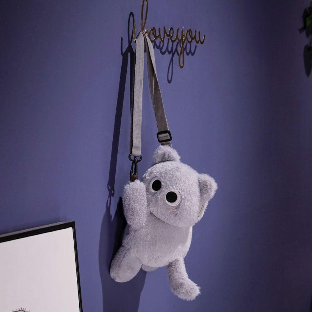 Kawaii Animal Lamb Crossbody Bag Soft Plush Toy Backpack Creative Siamese Cat Shoulder Bag  Boys