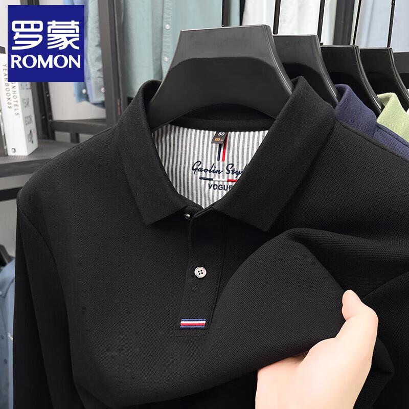 Romensi Men's Casual Business Long Sleeve Polo Shirt