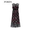 PORTS Women's Spring Summer V-neck Knit A-line Dress
