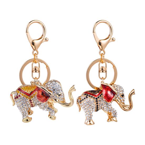 Rhinestone Elephant Keychain Alloy Good Luck Keychain with Keyring Sparkling Elephant Keychain Bag Charm Gift for Men Women