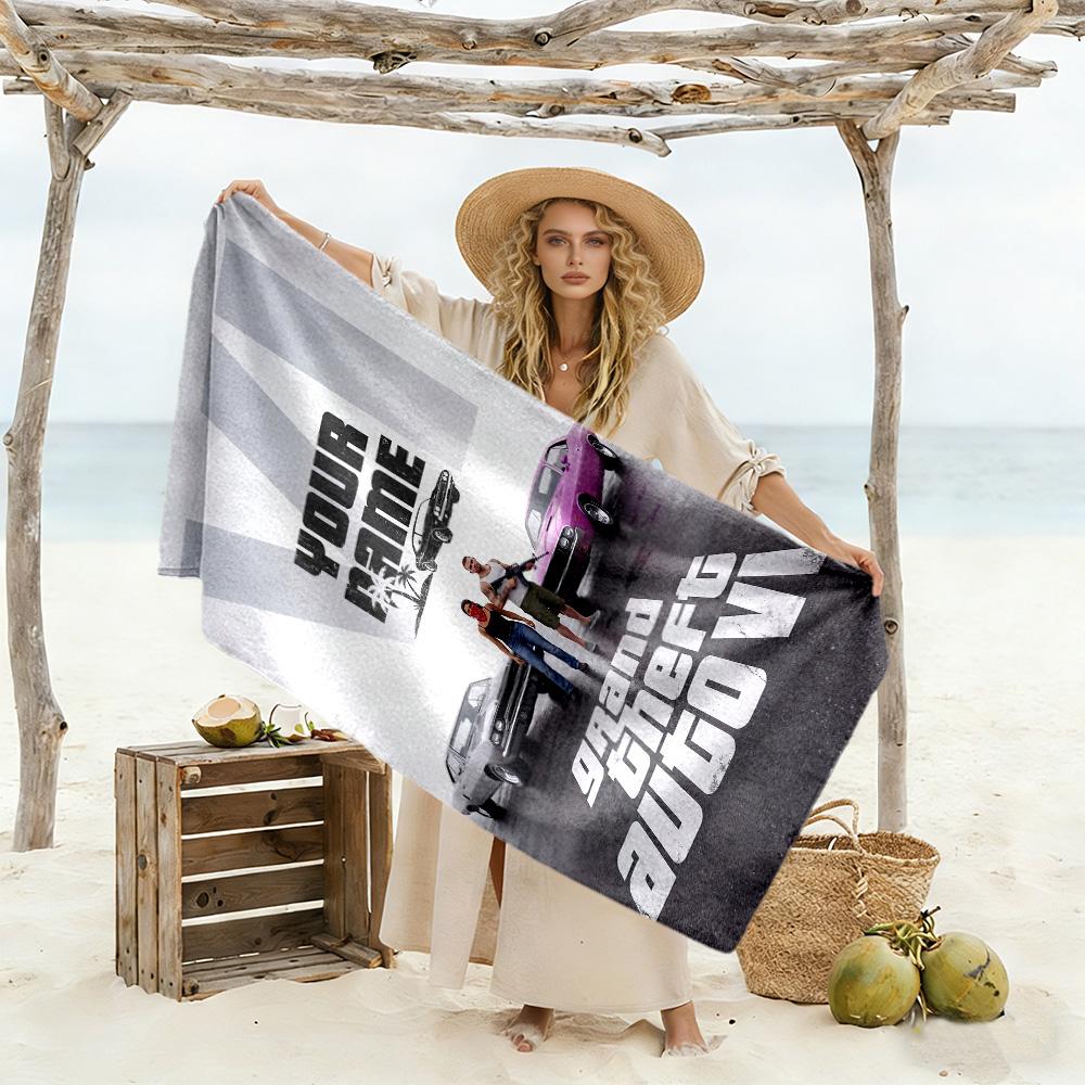 Gta Customized Name Beach Towel Quick-Dry Soft Microfiber Suitable for Sports Travel Swimming Yoga Bathroom Beach And Pool