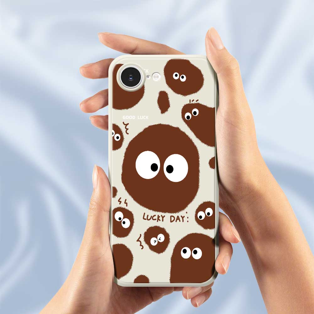 For iPhone 16e Case Funny Big Eyes Doll Pattern Printing Straight Edge TPU Phone Back Cover