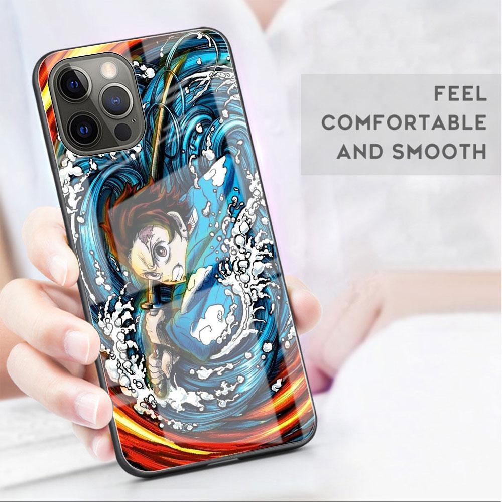 Demon Slayer Anime Glass Case For Apple iPhone 14 11 13 Pro 12 7 8 Plus SE 2022 XR X XS Max 6 6S Tempered Phone Cover
