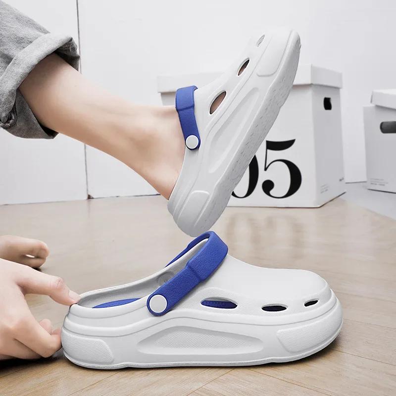 Fashion Summer Men Sandals Slippers Fashion EVA Thick Bottom Shoes Anti Slip Baotou Slippers Outdoor Beach Women Flip flops Garden Shoes