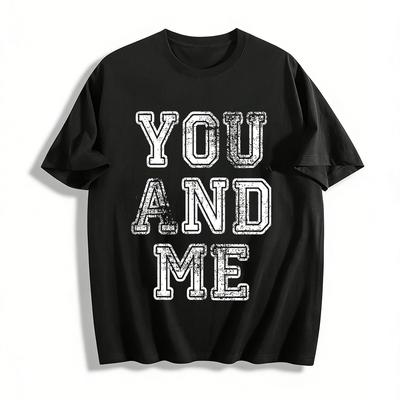 Minimalist Letter Print Casual Short Sleeve Unisex Loose Fit Tee Pure Cotton T-shirt