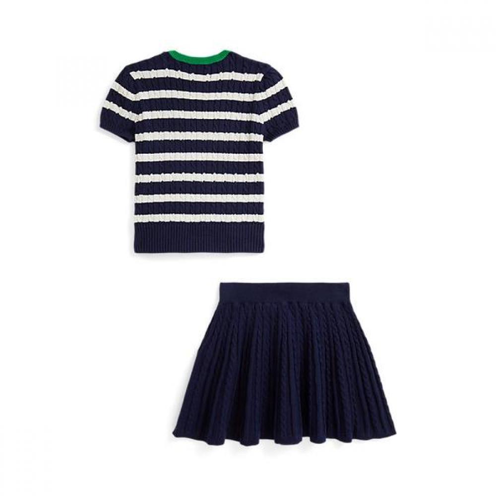 Polo Ralph Lauren Girls 2 6 Years Stripe Cotton Sweater And Skirt Set
