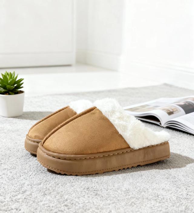 Women s Winter Non-Slip Plush Slippers - Thick-Soled, Warm Indoor Cotton Slippers 36-37