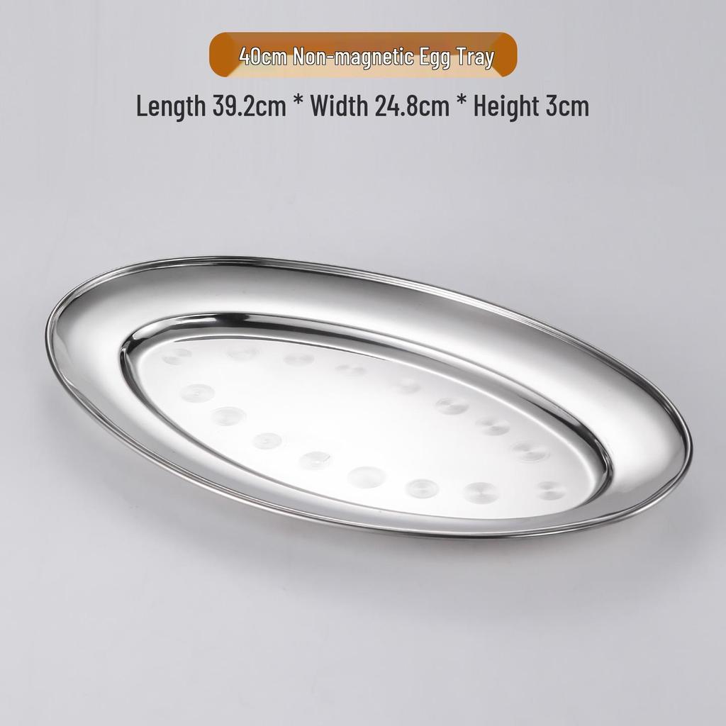 Stainless Steel Oval Plate for Grilled Fish, Steamed Fish, Fruit, Rice, Noodles, and Eggs.