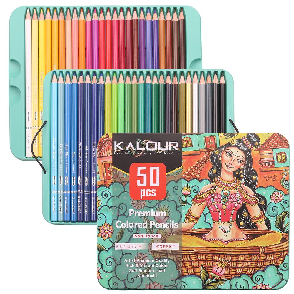 KALOUR 50 Professional Oil-Based Colored Pencils Set for Art and Drawing