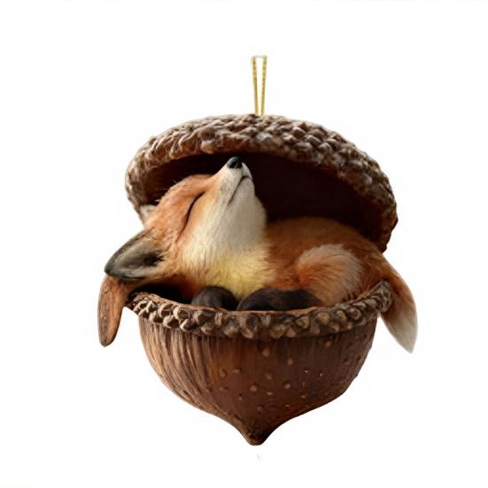 Gemütliche Wald Eichel Ornamente 2D Acryl Tier Hängedekoration für Weihnachtsbaum Waldthema Party Heimdekoration