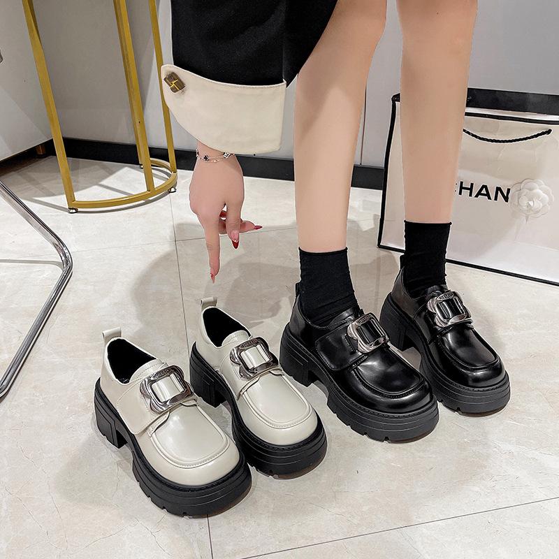 Retro British Style Thick Heel Platform Small Leather Shoes Women's 2025 New Spring and Autumn Height Increase Skirt Mary Jane Loafers