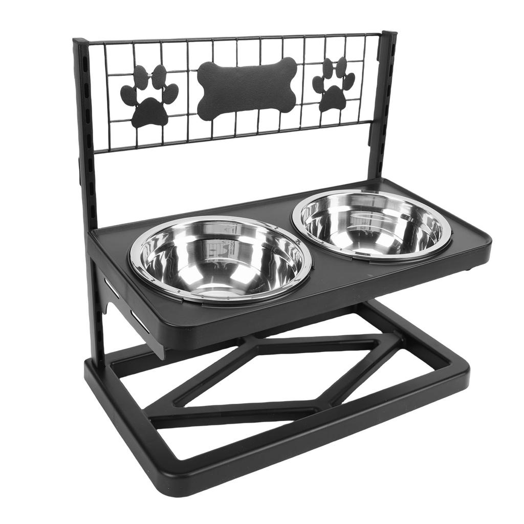 Elevated Dog Bowls Stand Height Adjustable Raised Bowl Stand with 2 Stainless Steel Bowls