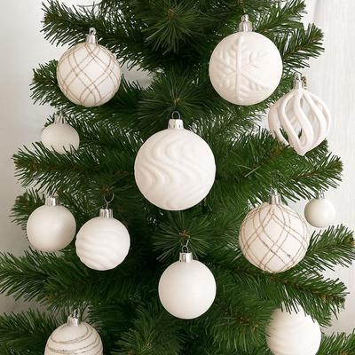12pcs 6cm Christmas Hanging Ball Flocking Hand-Painted Velvet Spheres Pendant Shatterproof Plastic Christmas Ball Ornaments