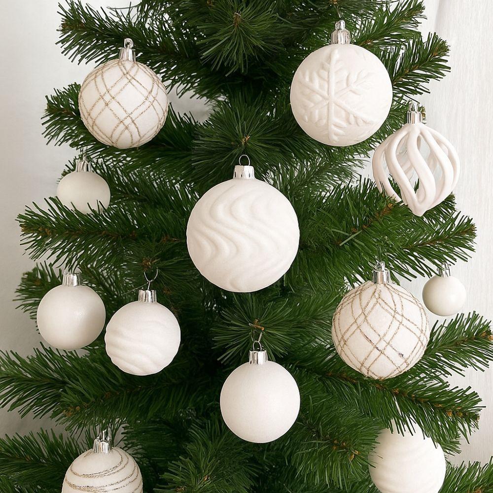 12pcs Flocking Christmas Hanging Ball Hand-Painted Xmas Tree Ornaments  Christmas Party