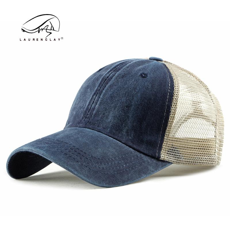 Spring and summer thin breathable mesh baseball cap men's fashion washed cotton cap sun protection visor beach