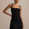 Women's spring new solid color sleeveless suspender pleated slim gauze skirt long dress