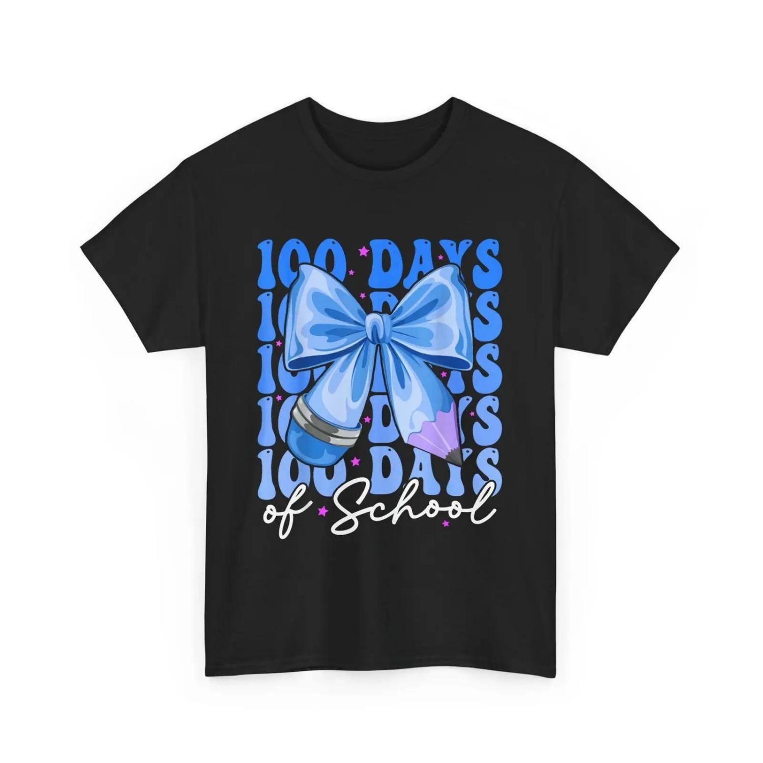 

100 Days Of School Girls Coquette Bow 100th Day T Shirt XXXXXL чорний