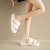 Fashion Women Thicken Plush Fur Slippers Winter Slip On Chunky Platform Loafers Mules Woman Thick Bottom Cotton Slipper Black Flip Flops