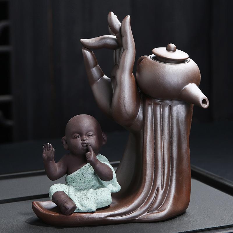 Ebony Tea Ceremony Accessories, Six Gentlemen Set, Purple Clay, Tea Drain Filter, Little Monk Decoration