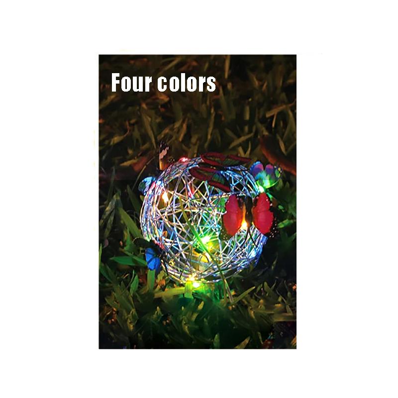 2pcs LED Solar Wind Chime Light Garden Butterfly Lamp Colorful Waterproof Hanging Solar Light for Garden Yard Home Decor