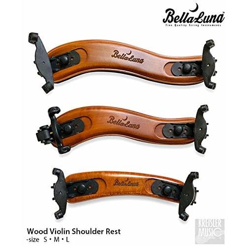 High-quality wooden violin shoulder rest, foldable and lightweight, with BellaLuna pouch (Large size (3/4-4/4))