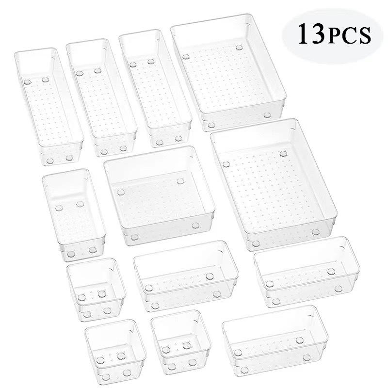 Transparent Desk Organizer with Compartments - Thickened Plastic Drawer for Small Items Storage
